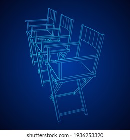 Director movie workplace chair. Wireframe low poly mesh vector illustration