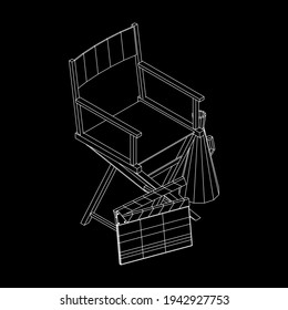 Director movie workplace chair. Wireframe low poly mesh vector illustration