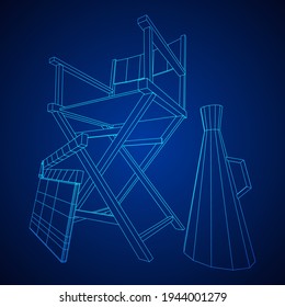 Director movie workplace chair. Wireframe low poly mesh vector illustration