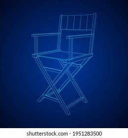 Director movie workplace chair. Wireframe low poly mesh vector illustration