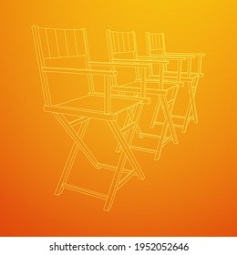 Director movie workplace chair. Wireframe low poly mesh vector illustration