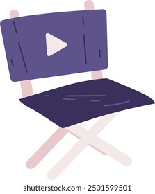 director s chair with a play button on the back