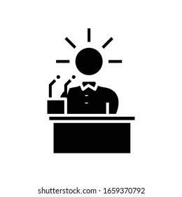 Director speech black icon, concept illustration, vector flat symbol, glyph sign.