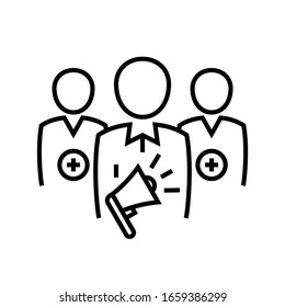 Icono de línea de voz del director, signo de concepto, ilustración de vector de contorno, símbolo lineal.