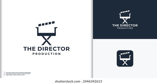 the director Studio Movie Video Cinema Cinematography Film Production logo design vector