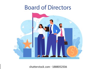 Directors board concept. Business planning and development. Brainstorming or negotiating process. Isolated flat vector illustration