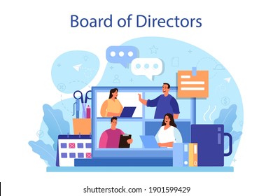 Directors board concept. Business planning and development. Brainstorming or negotiating process. Isolated flat vector illustration