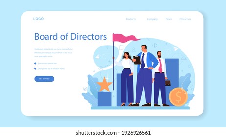 Directors board web banner or landing page. Business planning and development. Brainstorming or negotiating process. Isolated flat vector illustration