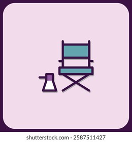 Director's Chair and Clapperboard Icon Set Design