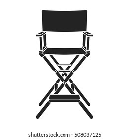 Director's chair icon in black style isolated on white background. Films and cinema symbol stock vector illustration.