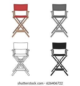 Director's chair icon in cartoon style isolated on white background. Films and cinema symbol stock vector illustration.