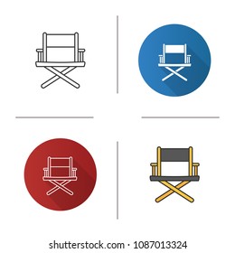 Director's chair icon  Flat design  linear   color styles  Isolated vector illustrations