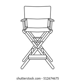 Director's chair icon in outline style isolated on white background. Films and cinema symbol stock vector illustration.