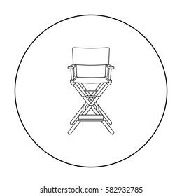 Director's chair icon in outline style isolated on white background. Films and cinema symbol stock vector illustration.