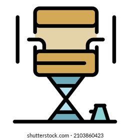Directors Chair Icon. Outline Directors Chair Vector Icon Color Flat Isolated