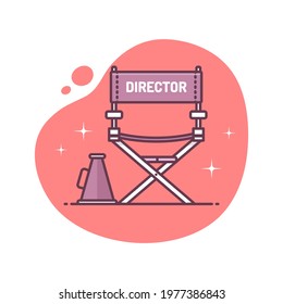 Director's Chair Icon Vector Illustration In Monoline Line Art Style