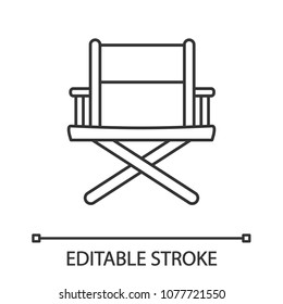 Director's chair linear icon. Thin line illustration. Contour symbol. Vector isolated outline drawing. Editable stroke