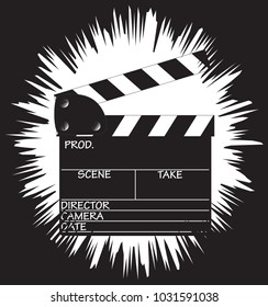 A director's clapper board with a grunged border