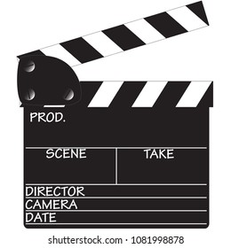 A director's clapper board isolated on a white background