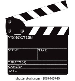 A director's clapper board isolated on a white background
