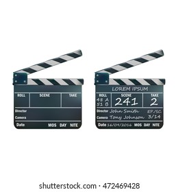 directors clapper isolated on white background