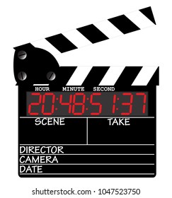A director's digital clapper board isolated on a white background