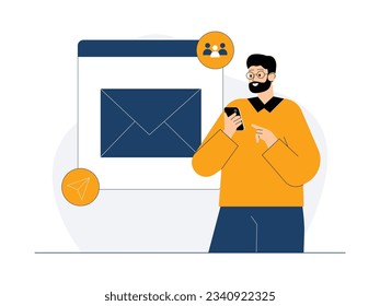 Directors get notification by email about clients working with company, businessman vector illustration.