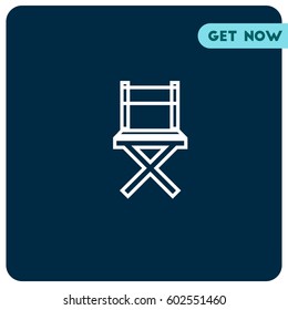 Directors Seat Vector Icon, The outline symbol  of folding chair. Simple, modern flat vector illustration for mobile app, website or desktop app  