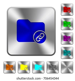 Directory attachment engraved icons on rounded square glossy steel buttons