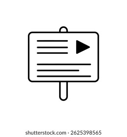 Directory board icon with arrow and horizontal text lines