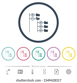 Directory browser flat color icons in round outlines. 6 bonus icons included.