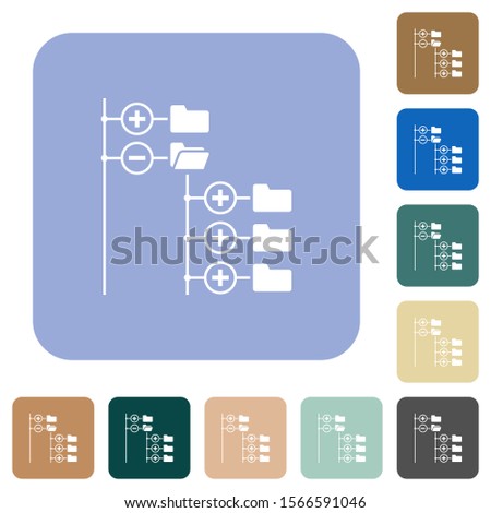Directory browser white flat icons on color rounded square backgrounds