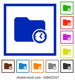 Directory creation time flat color icons in square frames on white background