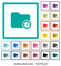 Directory creation time flat color icons with quadrant frames on white background