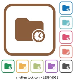 Directory creation time simple icons in color rounded square frames on white background
