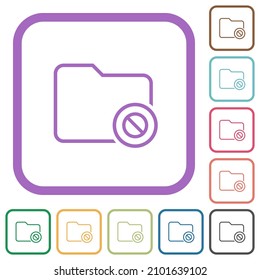 Directory disabled outline simple icons in color rounded square frames on white background