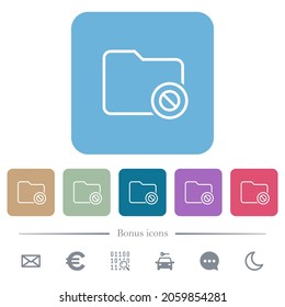 Directory disabled outline white flat icons on color rounded square backgrounds. 6 bonus icons included