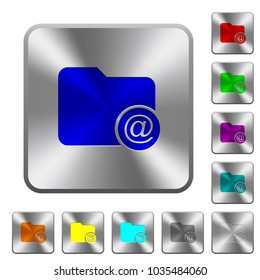 Directory email engraved icons on rounded square glossy steel buttons