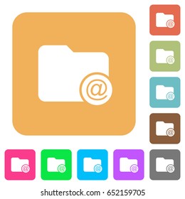 Directory email flat icons on rounded square vivid color backgrounds.