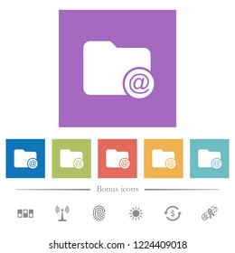 Directory email flat white icons in square backgrounds. 6 bonus icons included.