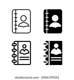 directory icon Address book icon set. Contact note flat vector illustration color editable