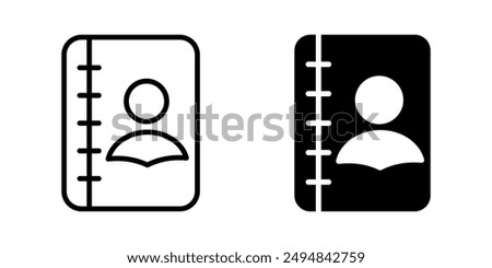 directory icon Address book icon set. Contact note flat vector illustration color editable