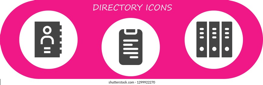  directory icon set. 3 filled directory icons.  Simple modern icons about  - Phone book, Folders