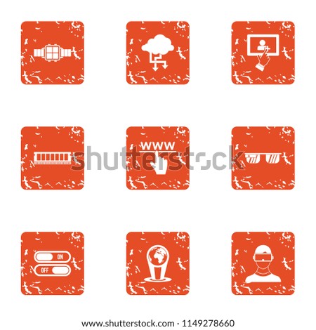 Directory icons set. Grunge set of 9 directory vector icons for web isolated on white background