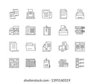 Simple Set Documents Related Vector Line Stock Vector (royalty Free 