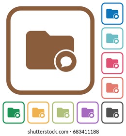 Directory notifications simple icons in color rounded square frames on white background