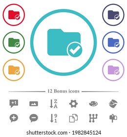 Directorio aceptar iconos de color plano en contornos de forma circular. 12 íconos adicionales incluidos.
