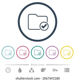Directory ok outline flat color icons in round outlines. 6 bonus icons included.