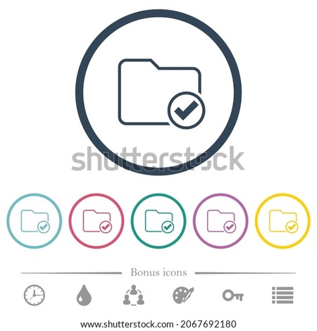 Directory ok outline flat color icons in round outlines. 6 bonus icons included.