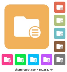 Directory options flat icons on rounded square vivid color backgrounds.